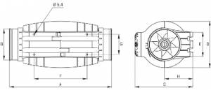 Schallged�mmter Rohrventilator TD-350/125 SILENT