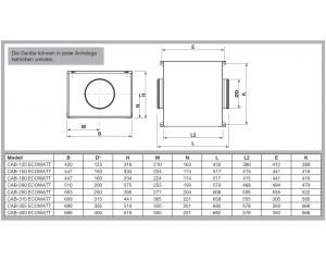 Schallgedämmte Lüftungsboxen CAB-250 ECOWATT