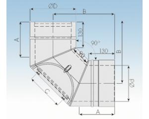 Bogen 90° mit Prüföffnung- 2250-BP90-113mm