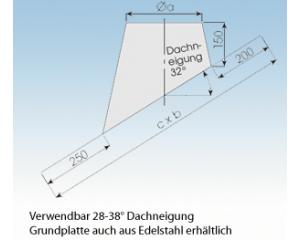 Dachdurchführung geneigt 32° mit Blei DGB32-113mm