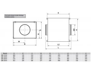 Schallgedämmte Lüftungsboxen CAB-200 B